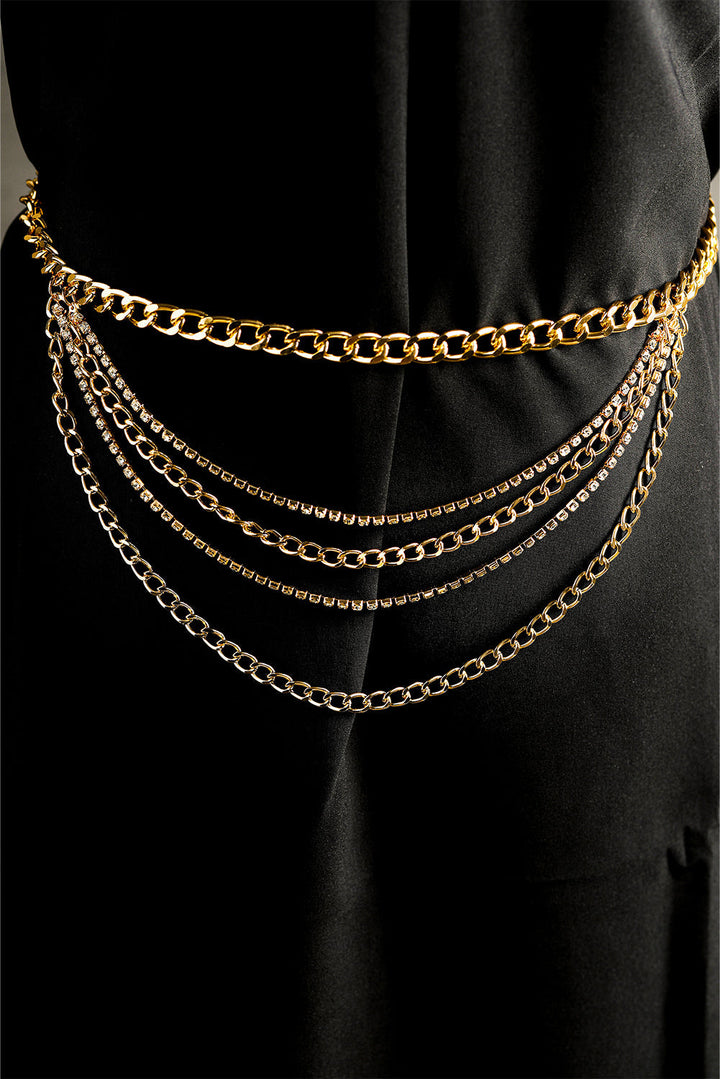 Multi Layer Rhinestone Belt Chain