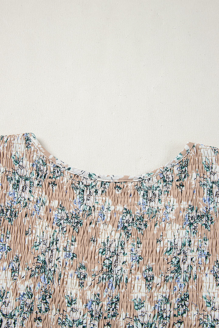 Maple Grove Floral Smocked Puff Sleeve Long Dress