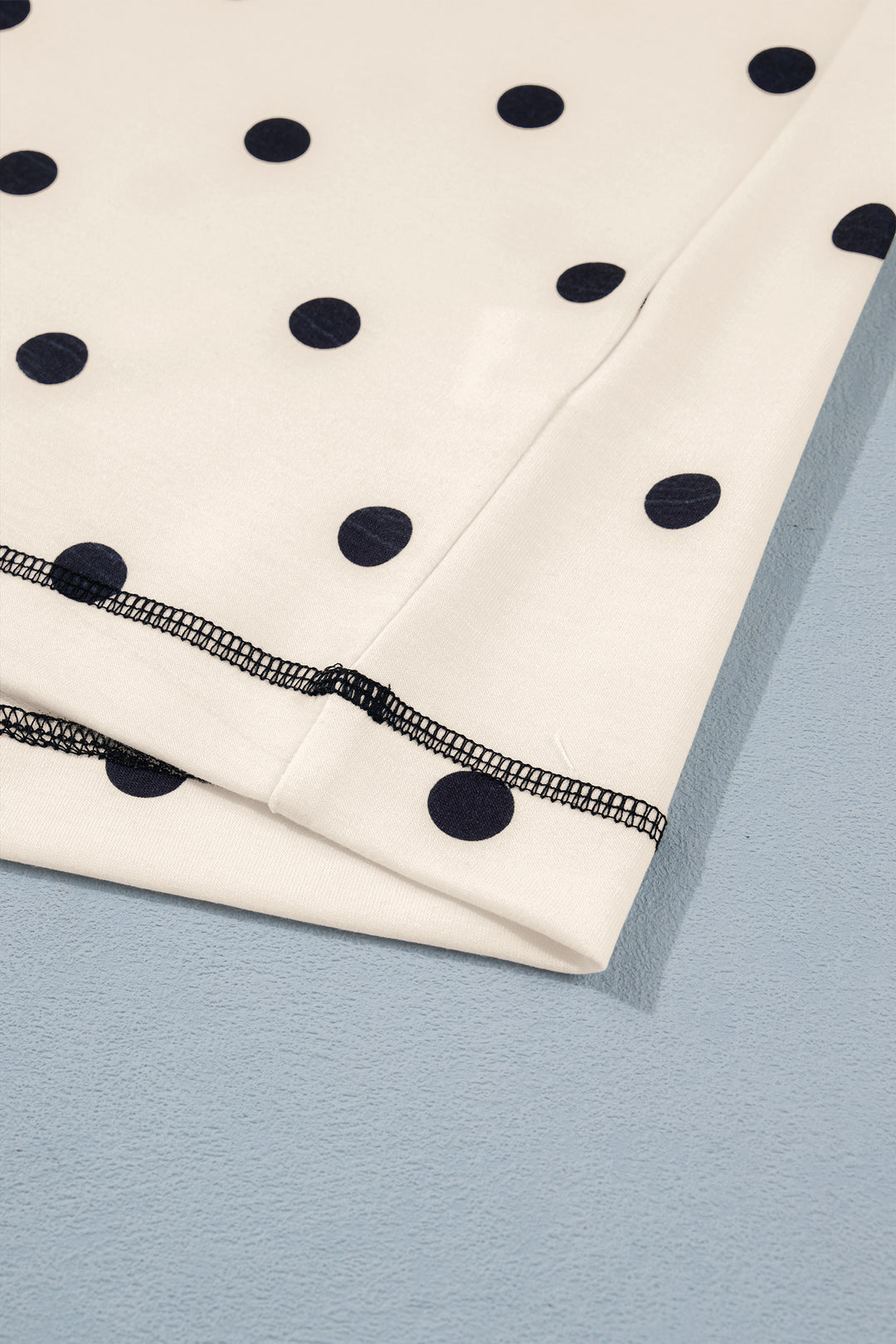 White Polka Dot Short Sleeve Loose Top Drawstring Shorts Set
