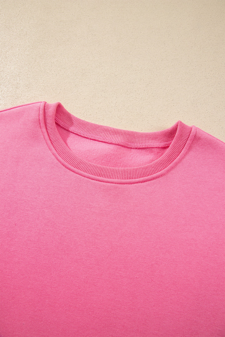 Sachet Pink Slogan Print Round Neck Long Sleeve Sweatshirt
