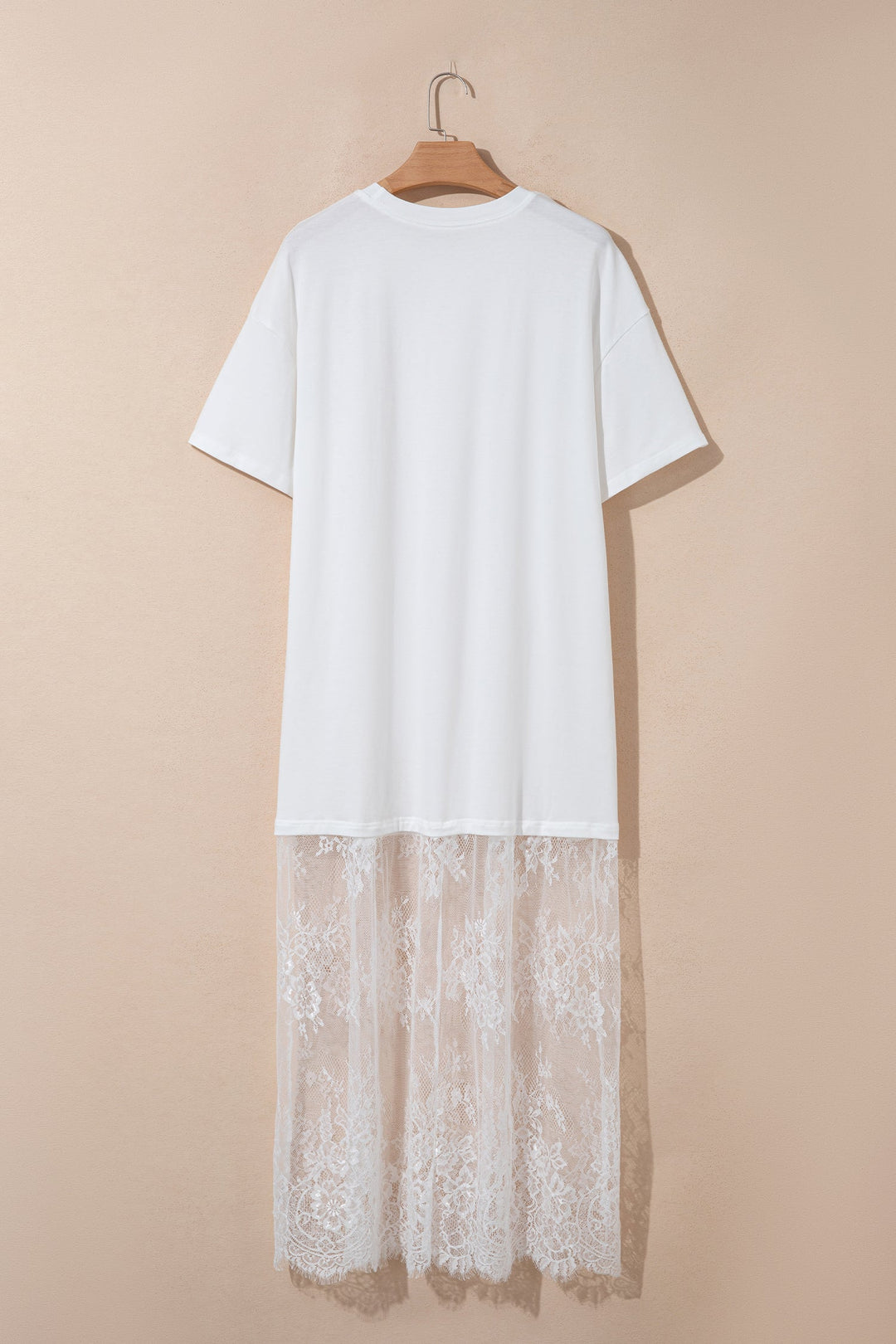 White Floral Patchwork Short Sleeve T Shirt Loose Maxi Dress