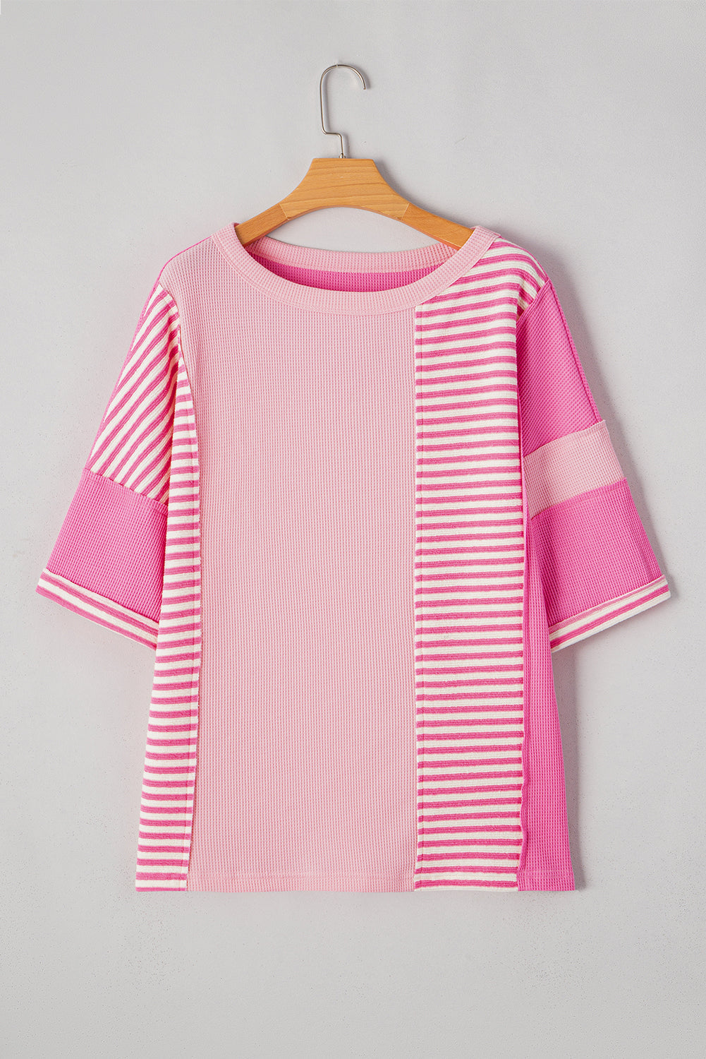 Color Block Patchwork Loose Half Sleeve T Shirt
