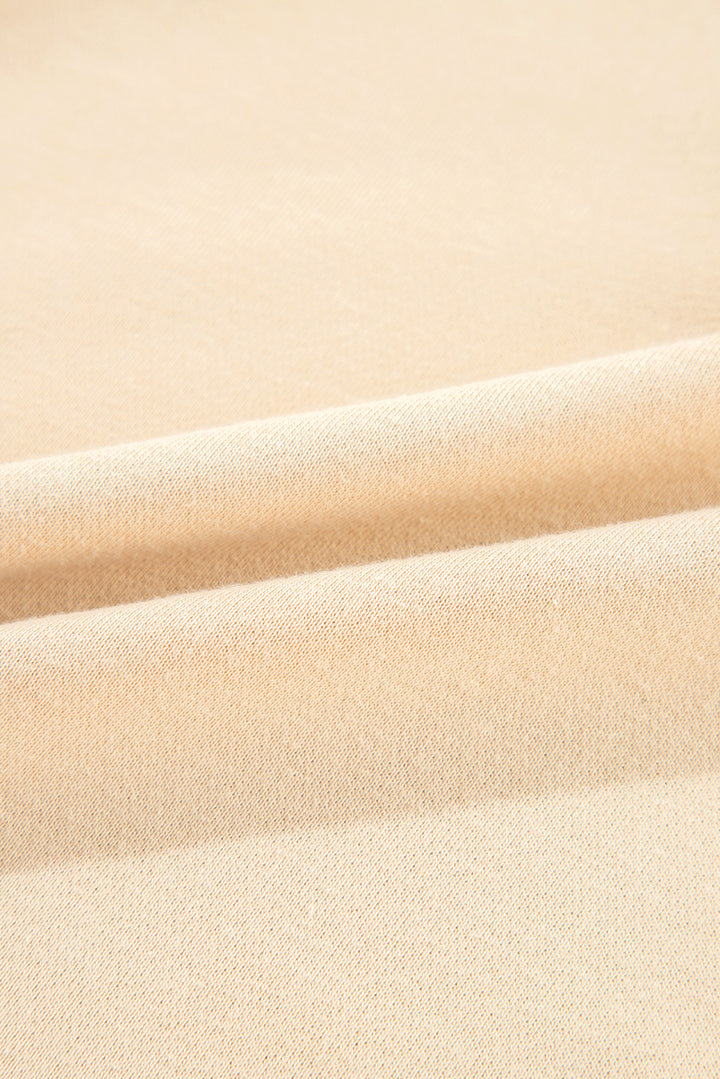 Light French Beige Striped Colorblock Patchwork Collar Sweatshirt
