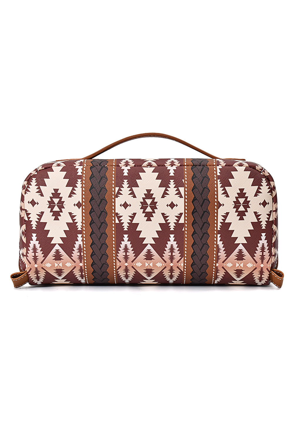 Geometric Braided Print Makeup Bag with Handle