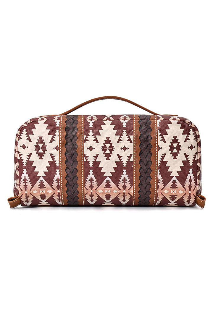Geometric Braided Print Makeup Bag with Handle