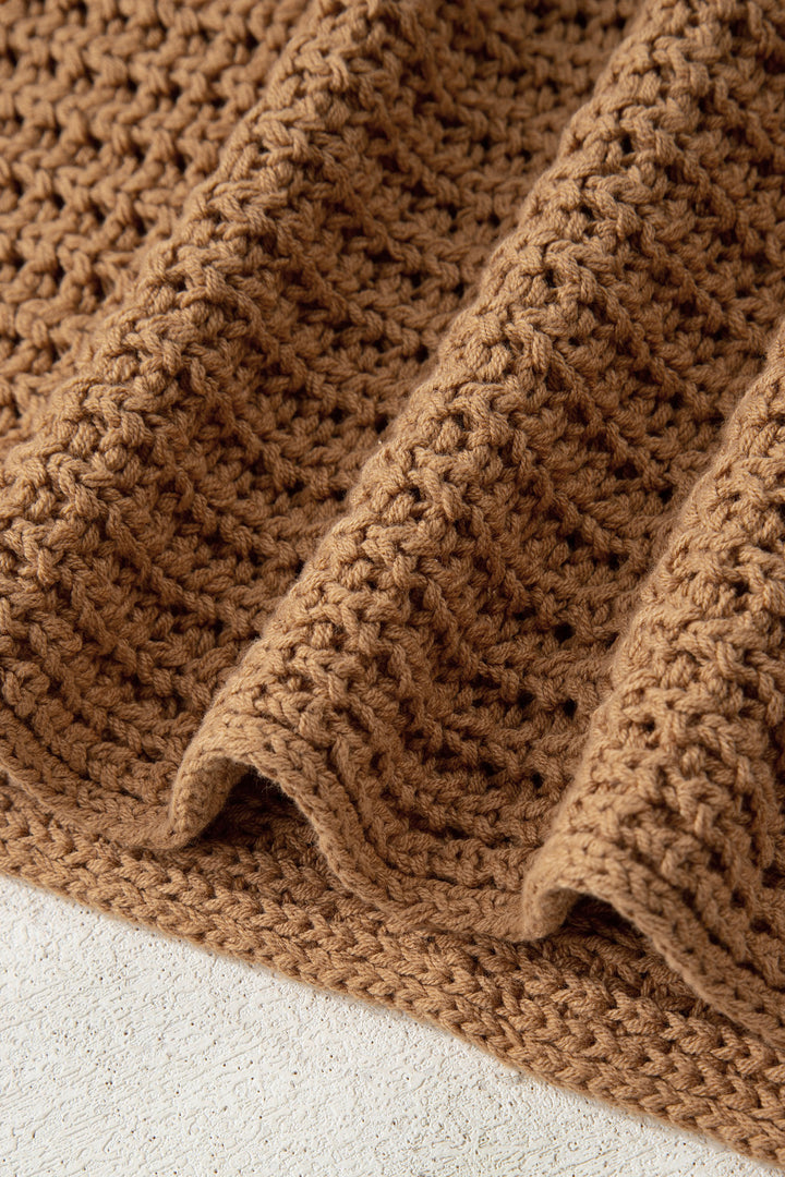 Hollowed Detail Wide Sleeve Loose Pullover Sweater