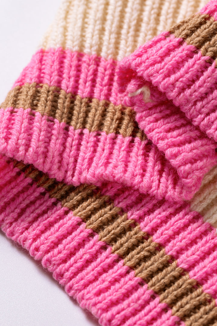 Pink Stripe Striped Colorblock Sweater