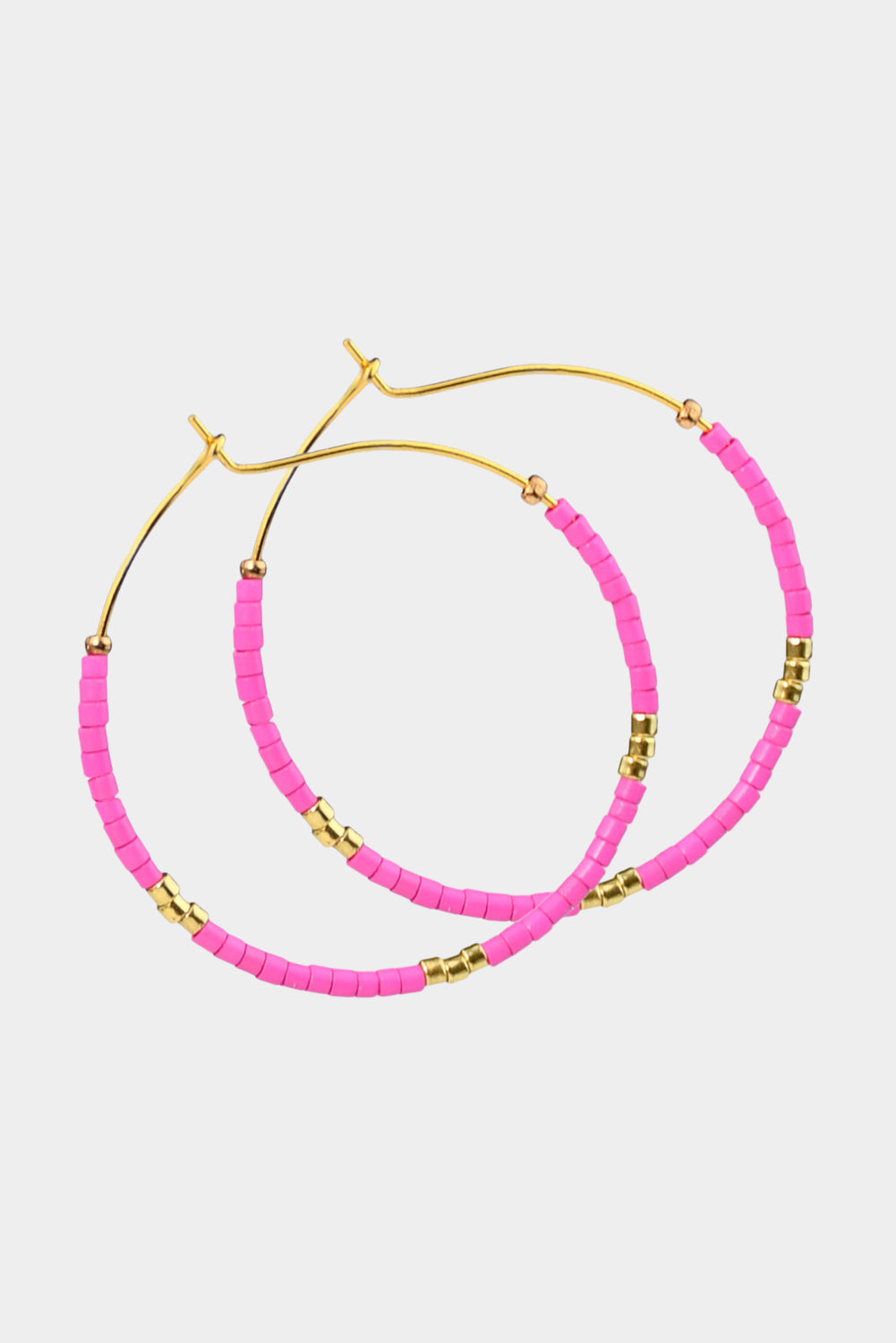 1 Pairs of Rice Beads Gold Plated Alloy Hoop Earrings