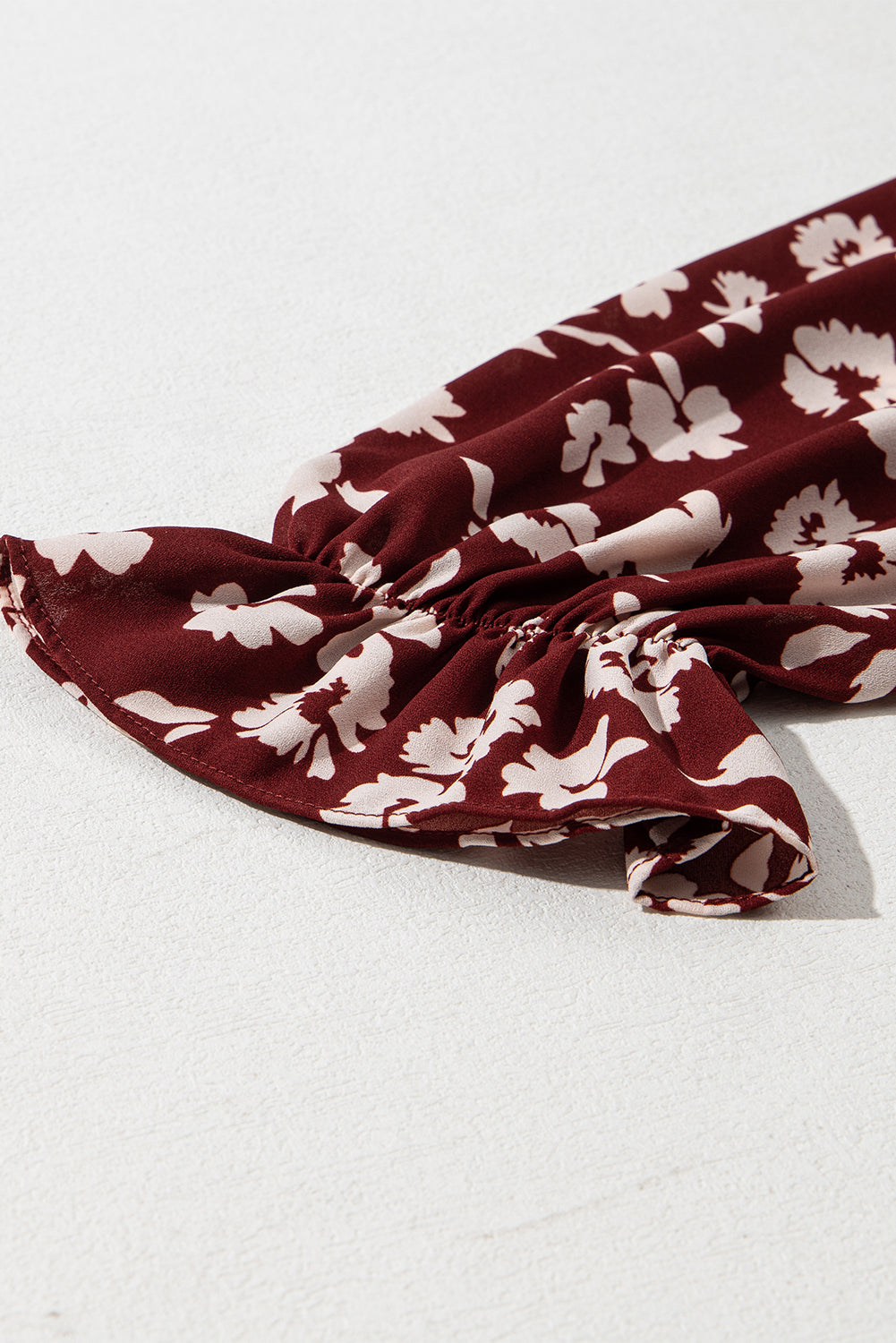 Red Floral Print Long Sleeve Square Neck Smocked Maxi Dress