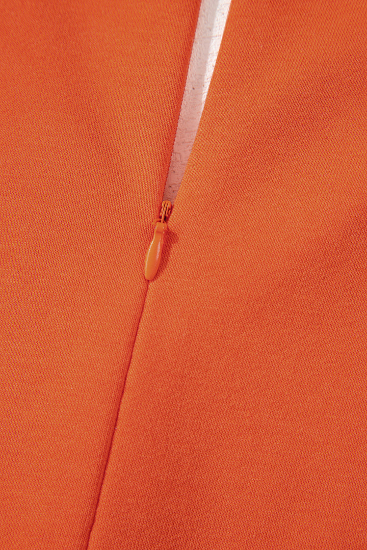 Russet Orange Two-tone Short Sleeve V Neck Patched Pocket Loose Romper