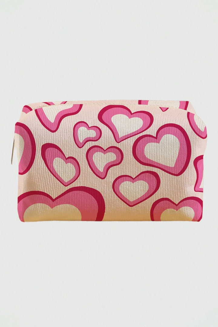 Trousse de maquillage en toile imprimée cœur pour la Saint-Valentin