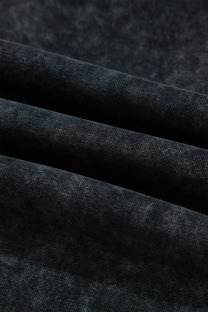 Black Raw Seam Drawstring Elastic Waist Barrel Pants