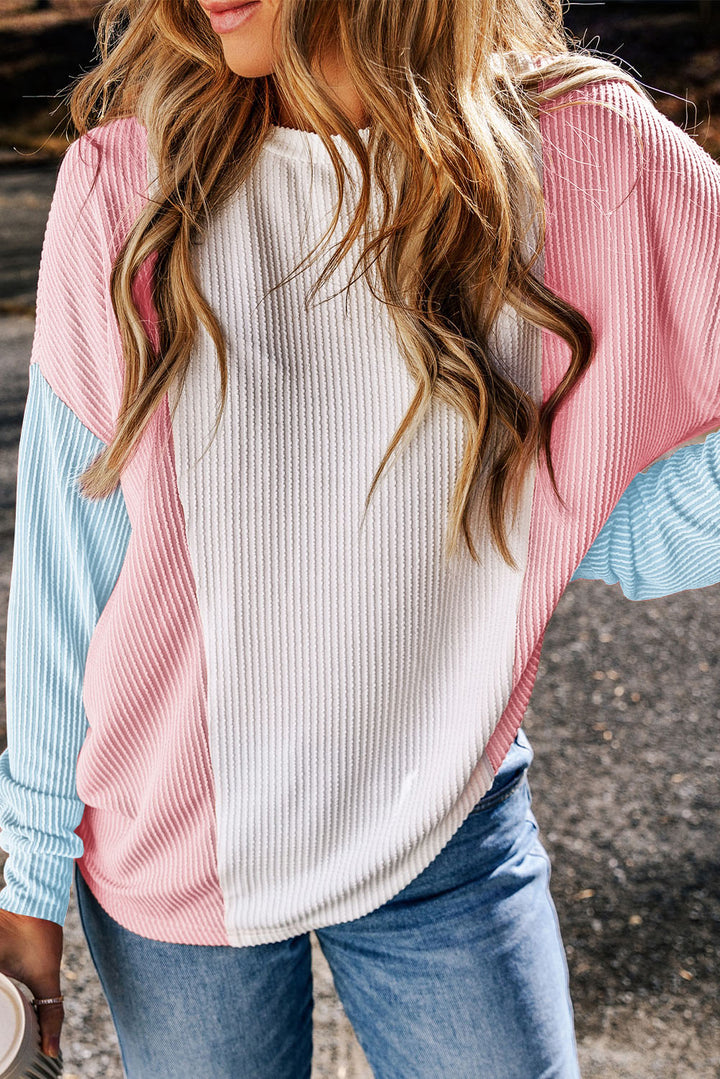 Color Block Corded Long Sleeve Top