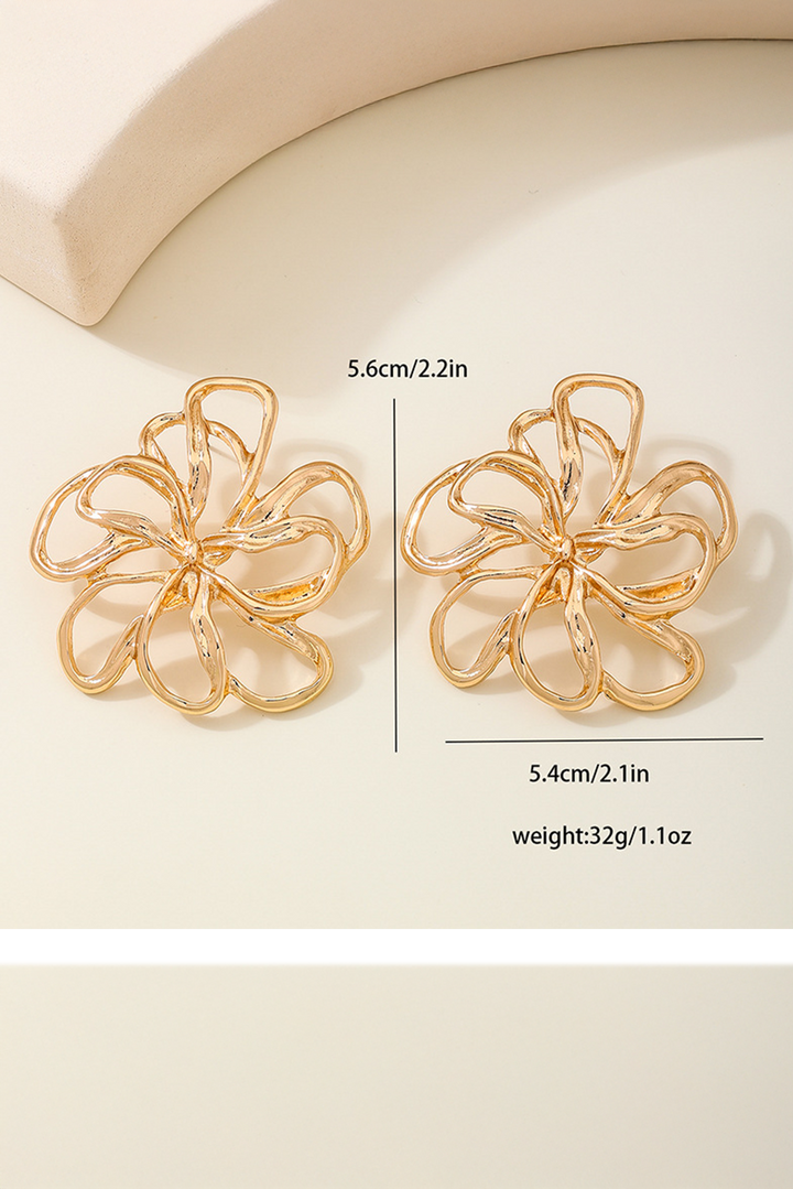 Boucles d'oreilles tendance en alliage plaqué en forme de fleur