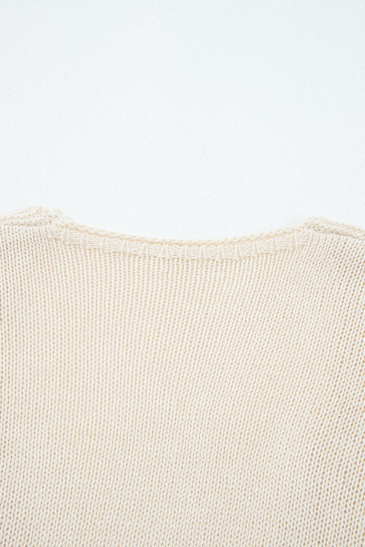 Smoke Gray Hollowed Knit Open Front Cardigan Sweater