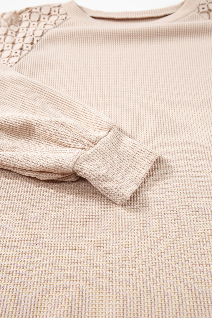 Lace Long Sleeve Textured Pullover