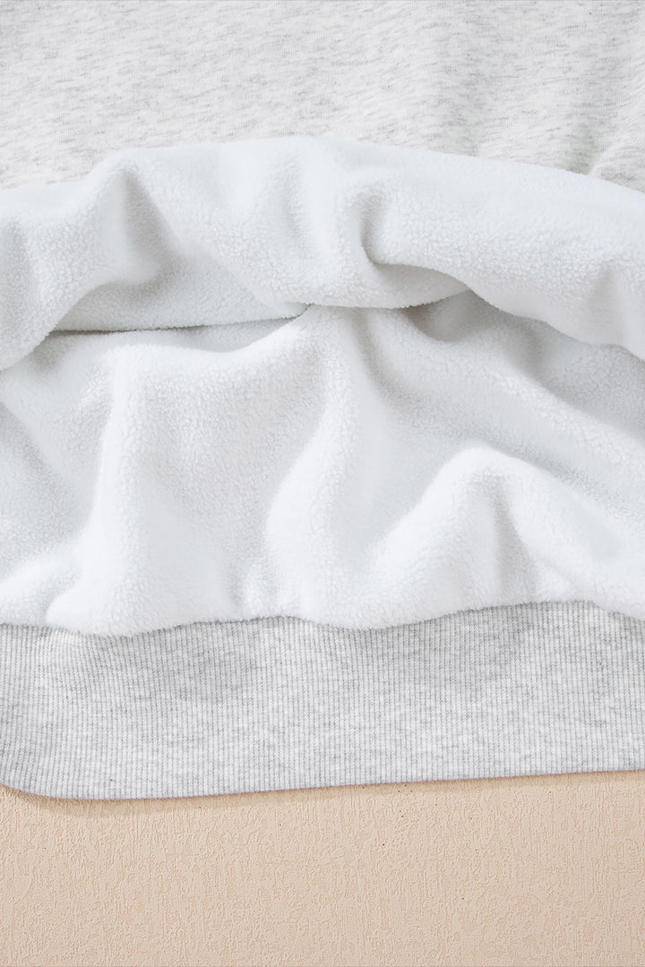 Light Grey Oversize Drop Shoulder Reversible Mock Neck Sweatshirt