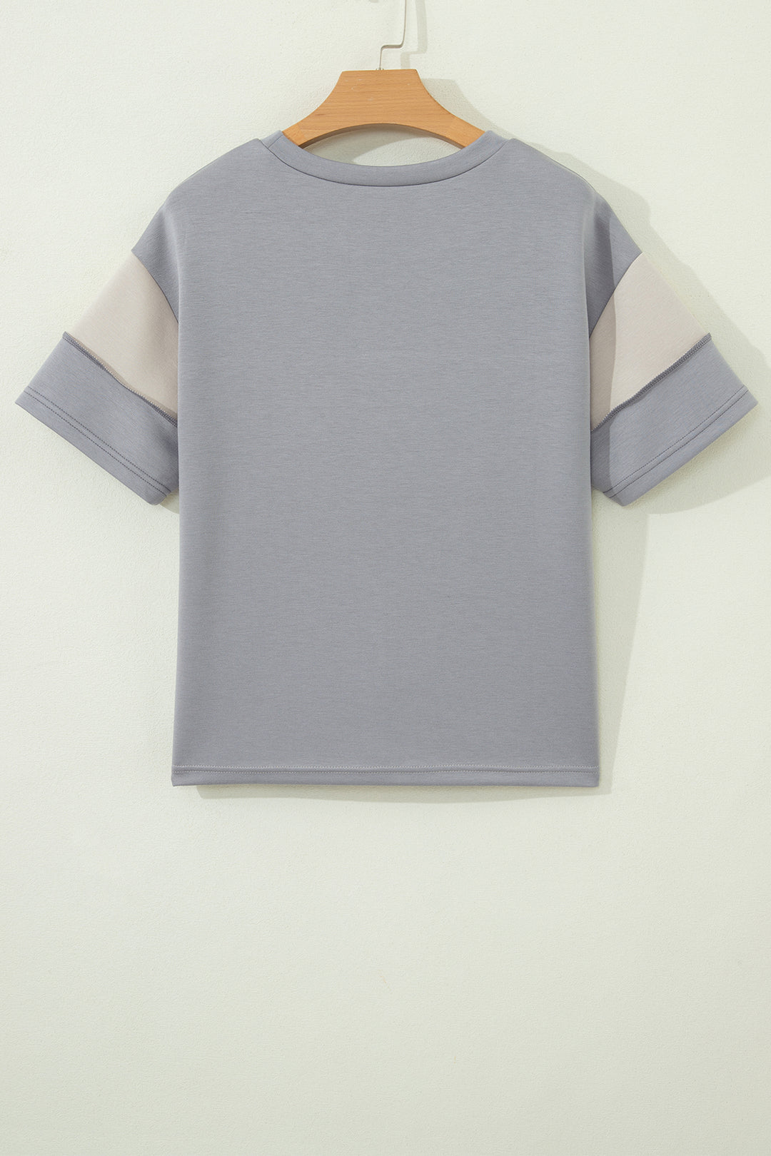 Gray Raw Seam Color Block Camouflage Patchwork Casual Tee