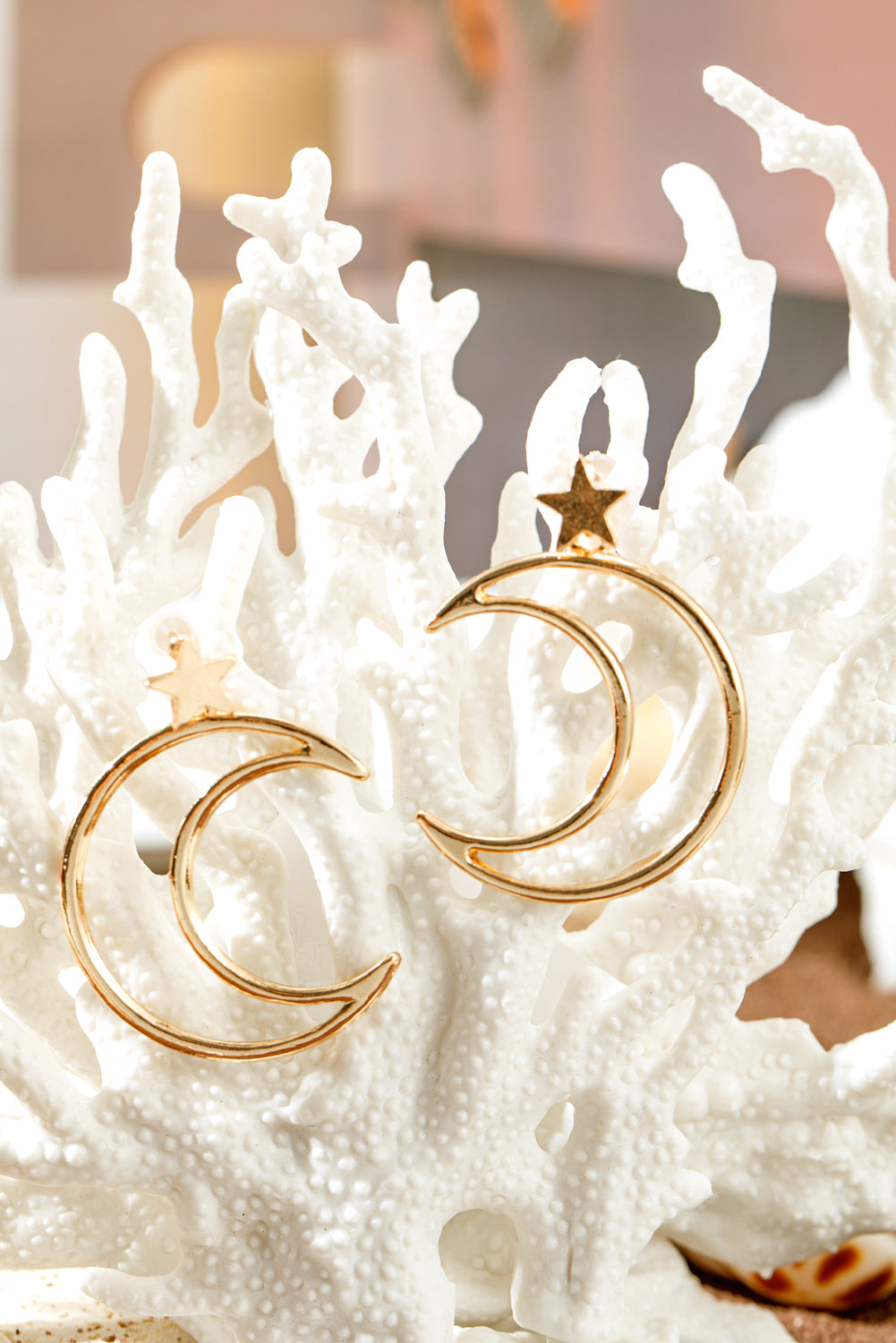 Boucles d'oreilles en alliage plaqué étoile et lune