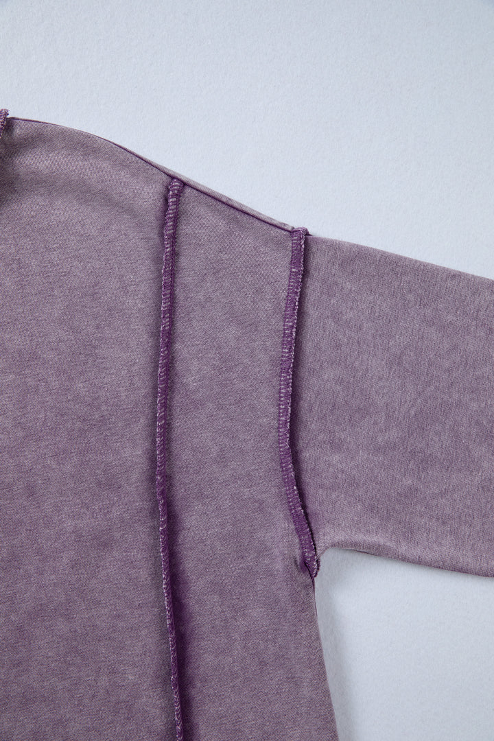 Valerian Mineral Wash Exposed Seam Side Slit Sweatshirt
