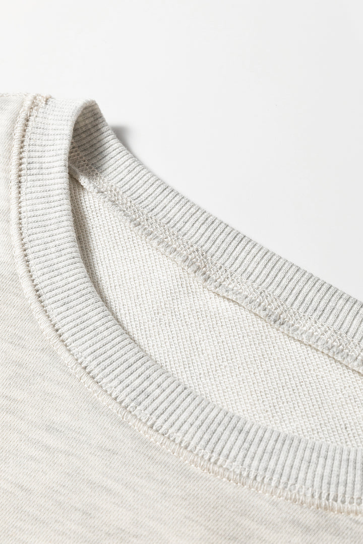 Light Grey Multicolored Striped Patchwork Drop Shoulder Sweatshirt