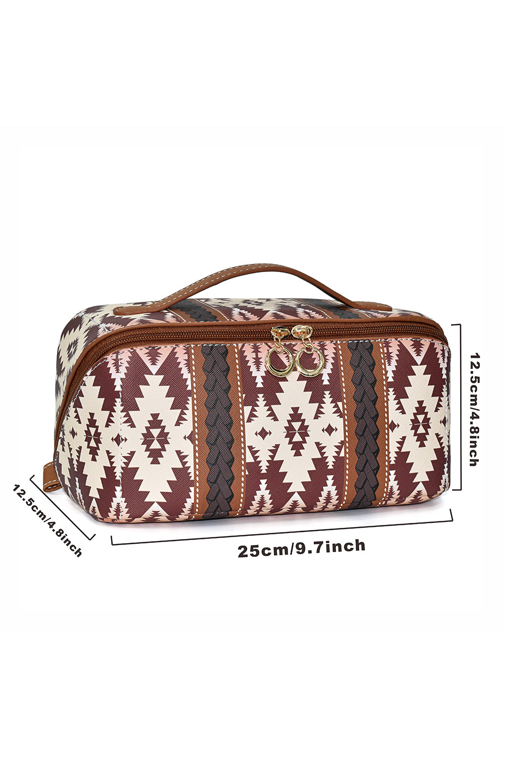 Geometric Braided Print Makeup Bag with Handle