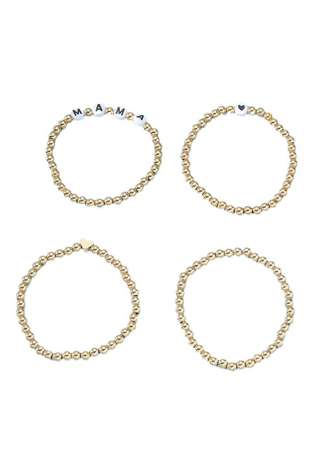 Ensemble de 4 bracelets MAMA Heart Bead