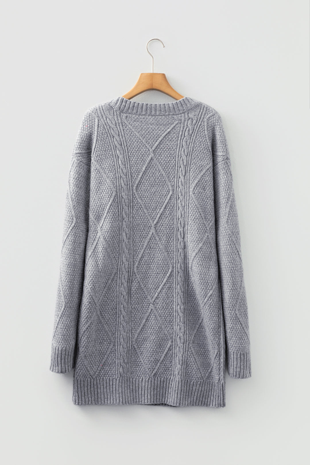 Cable Knit Drop Shoulder Loose Fit Sweater Dress