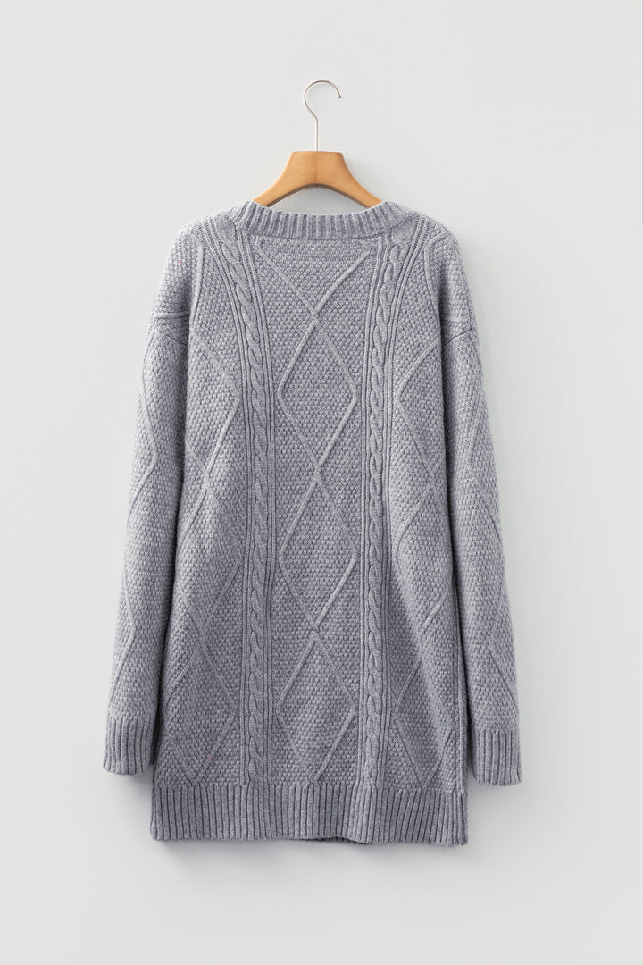 Cable Knit Drop Shoulder Loose Fit Sweater Dress
