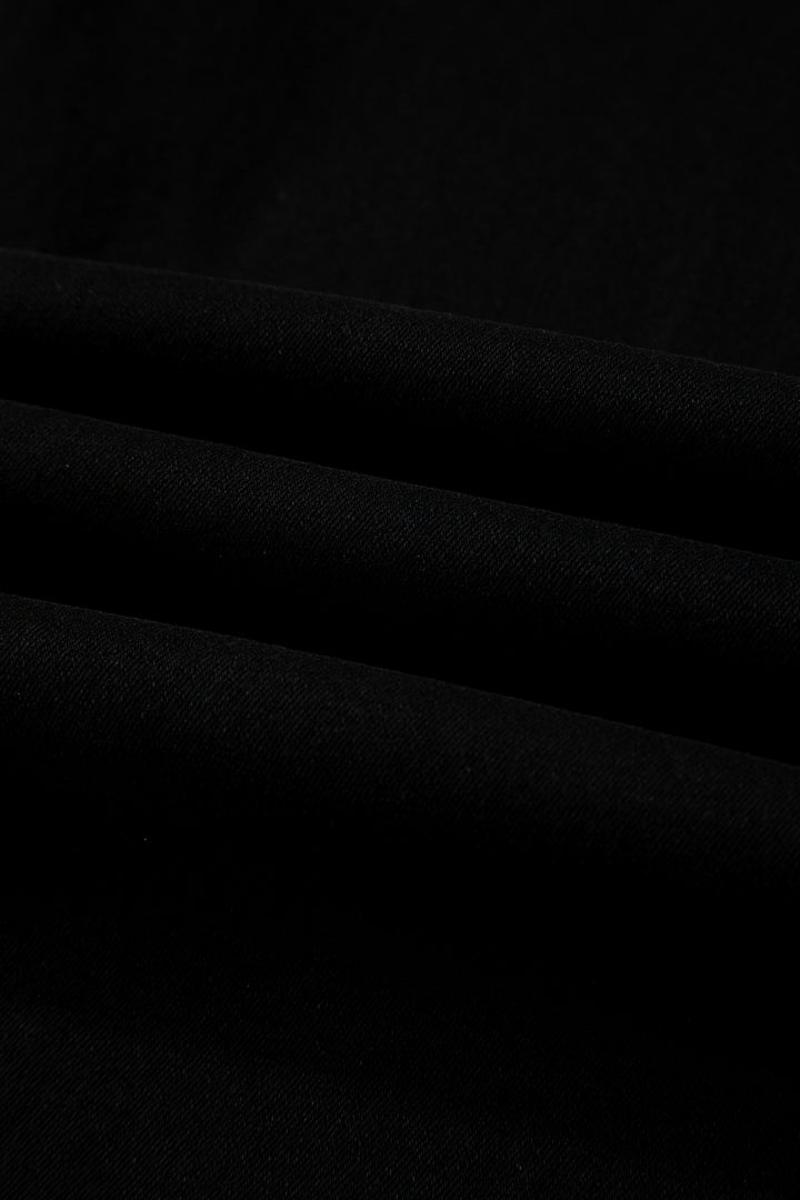 Black 2-Button High Waist Wide Leg Jeans