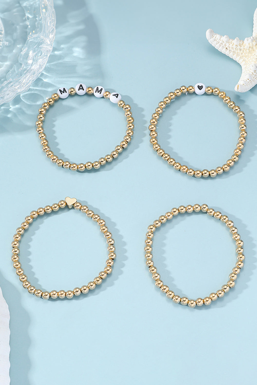 Ensemble de 4 bracelets MAMA Heart Bead