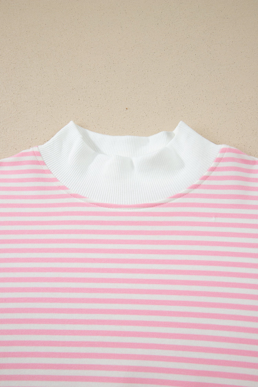 Pink Stripe Oversize Mock Neck Sweatshirt and Shorts Set