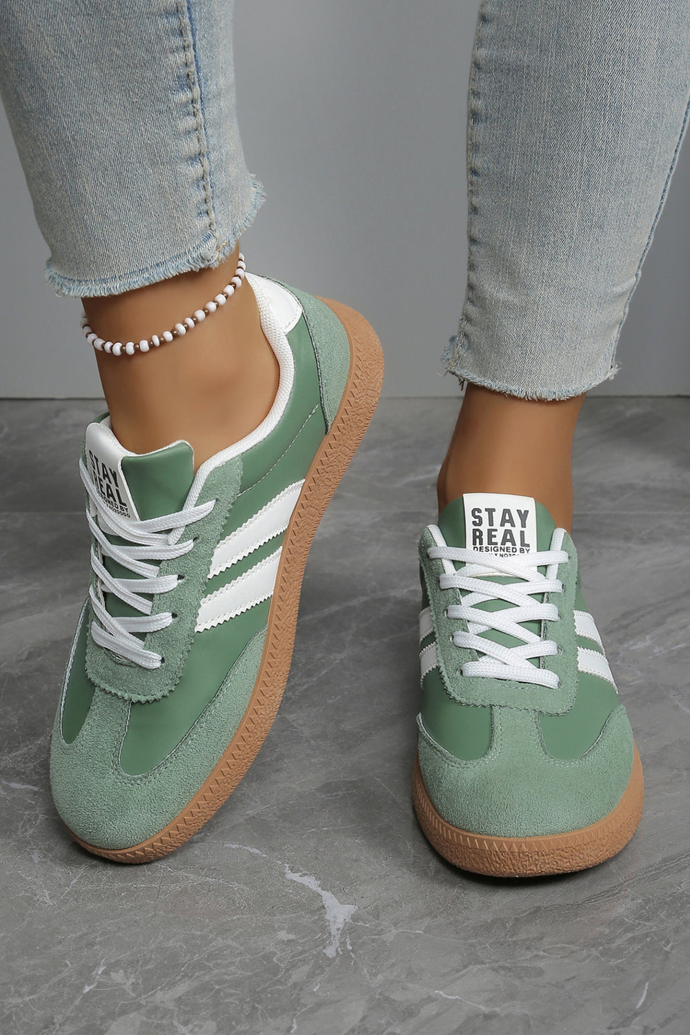 Varsity Color Block Patchwork PU Leather Lace Up Shoes