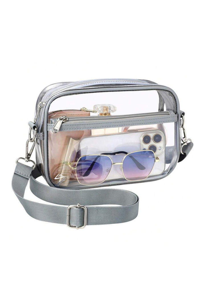Multi-Pocket Contrast Edge Detachable Strap Clear Shoulder Bag