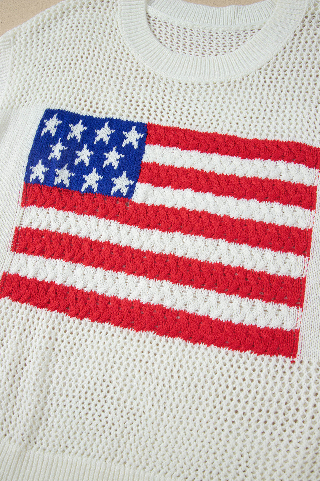 White Flag Graphic Short Sleeve Sweater Top