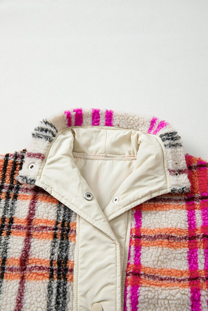 Rose Sherpa Plaid Jacket Vest