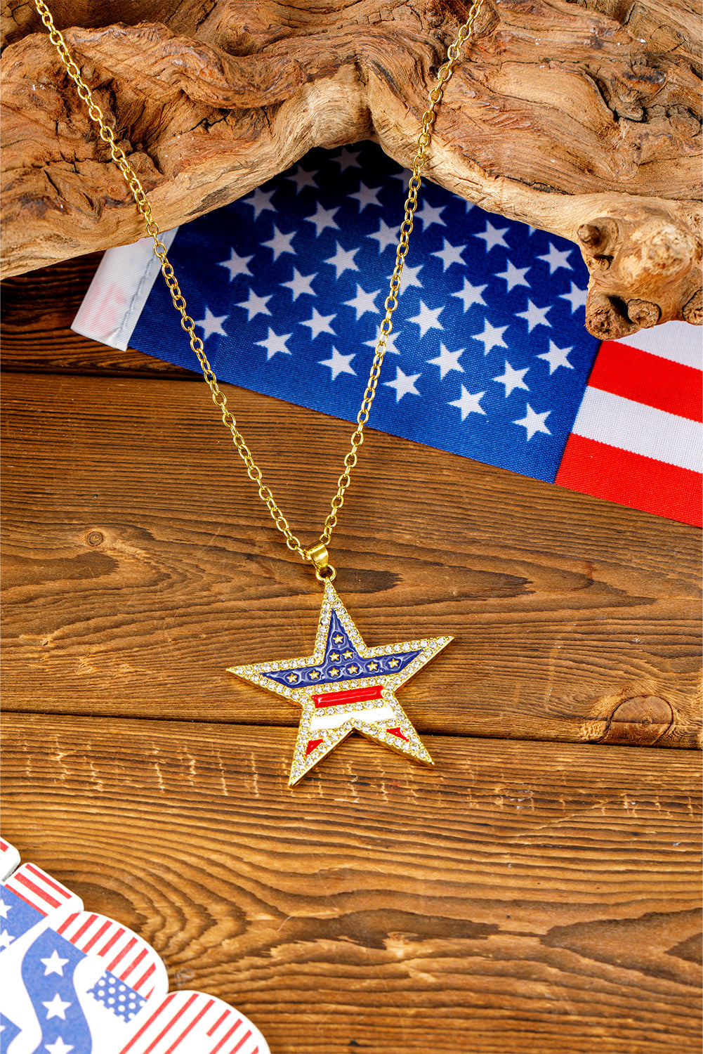 Collier étoile avec strass et drapeau américain