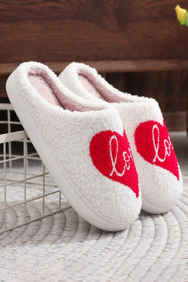 Valentine Love Heart Pattern Home Fuzzy Slippers