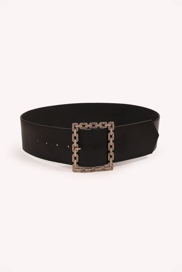 Ceinture en similicuir à boucle carrée
