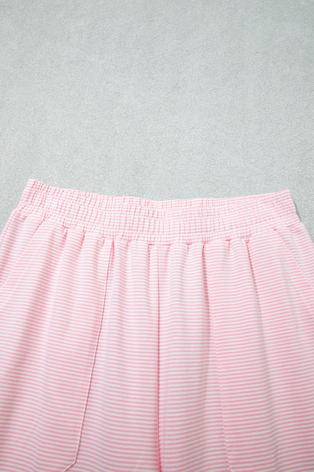 Pink Stripe Color Block Trim Mock Neck Pullover Drawstring Pants Casual Outfit
