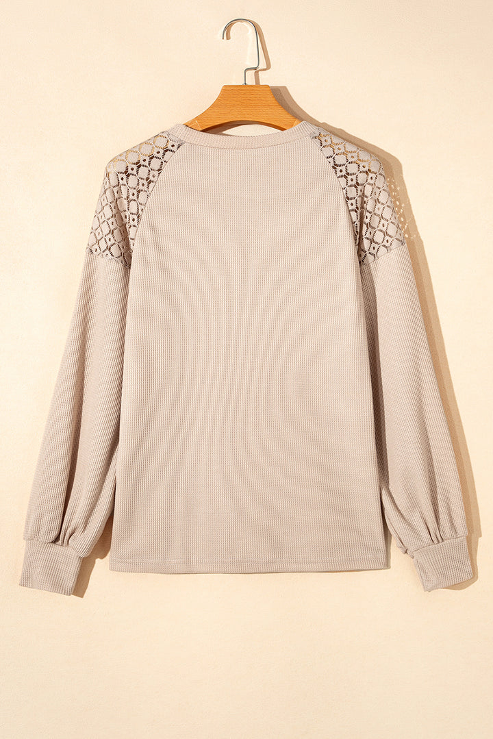 Lace Long Sleeve Textured Pullover