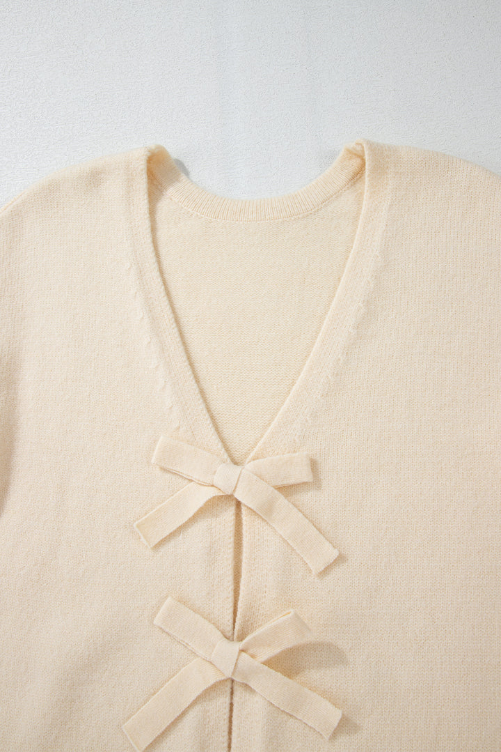 Jet Stream Bowknot Front Loose Knitted Cardigan