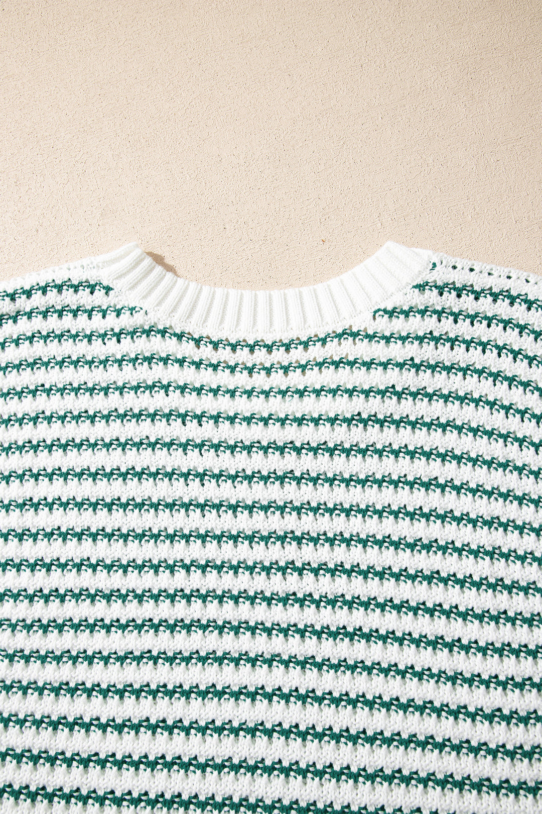 Green Stripe Ribbed Trim Loose Fit Knitted Sweater Vest
