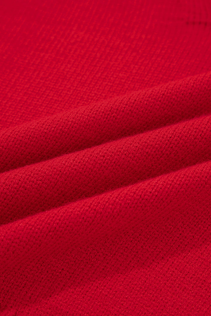 Collared V Neck Ribbed Edge Sexy Elegant Sweater
