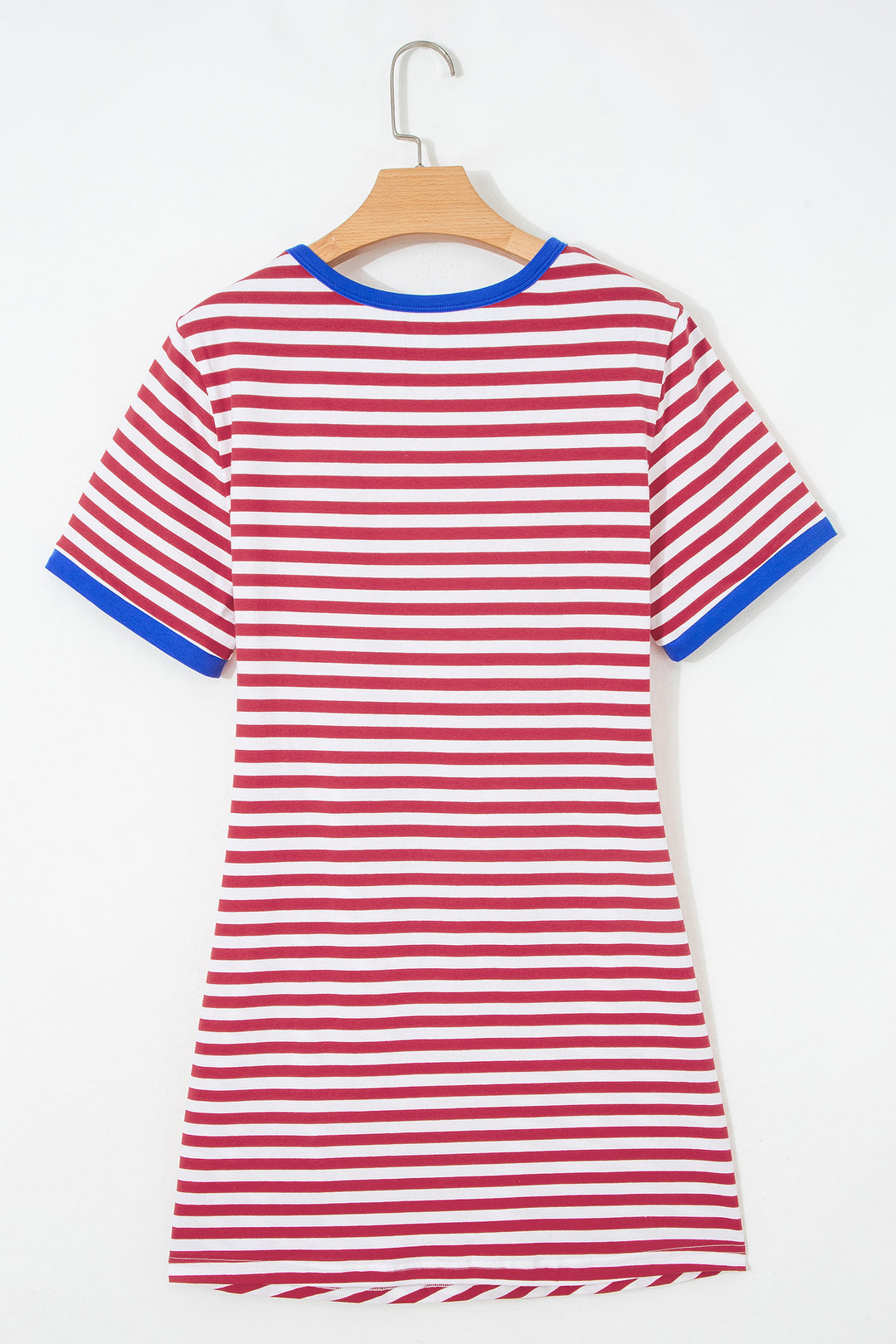 Red Nautical Tie Contrast Trim Round Neck T Shirt Mini Dress