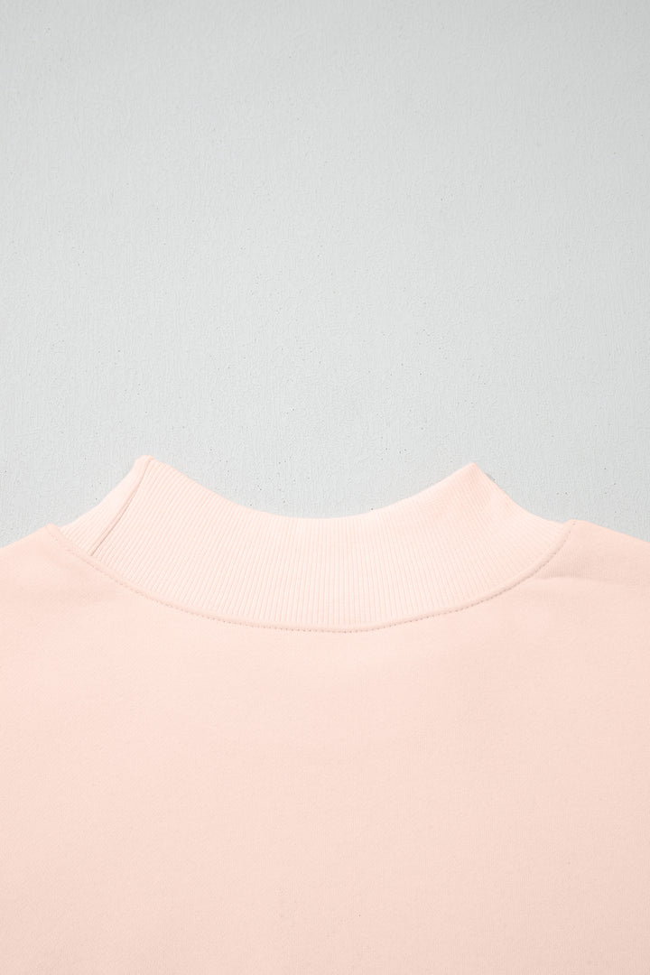 Apricot Pink Oversize Mock Neck Sweatshirt