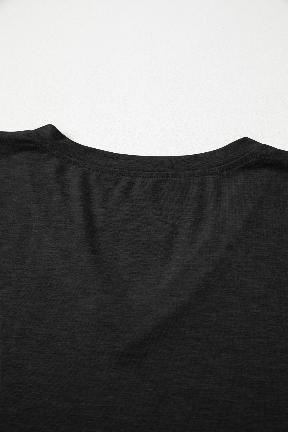 Black Solid Color V Neck Long Sleeve Stretchy Top