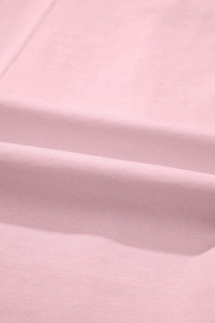 Pink Stitched Detail Loose Tank Top Cotton 2pcs Short Set