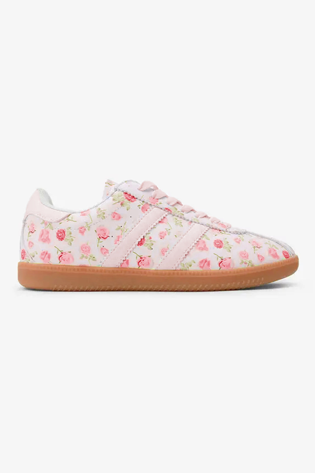 Floral Print Lace-up PU Leather Flat Shoes