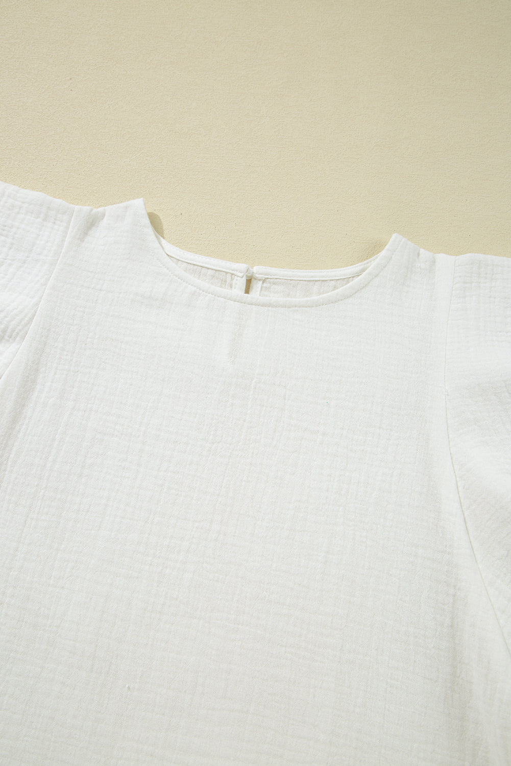 crinkled layered ruffled flutter sleeve blouse